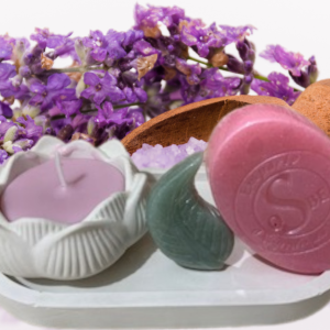 Kit vela flor de lotus + sabonete